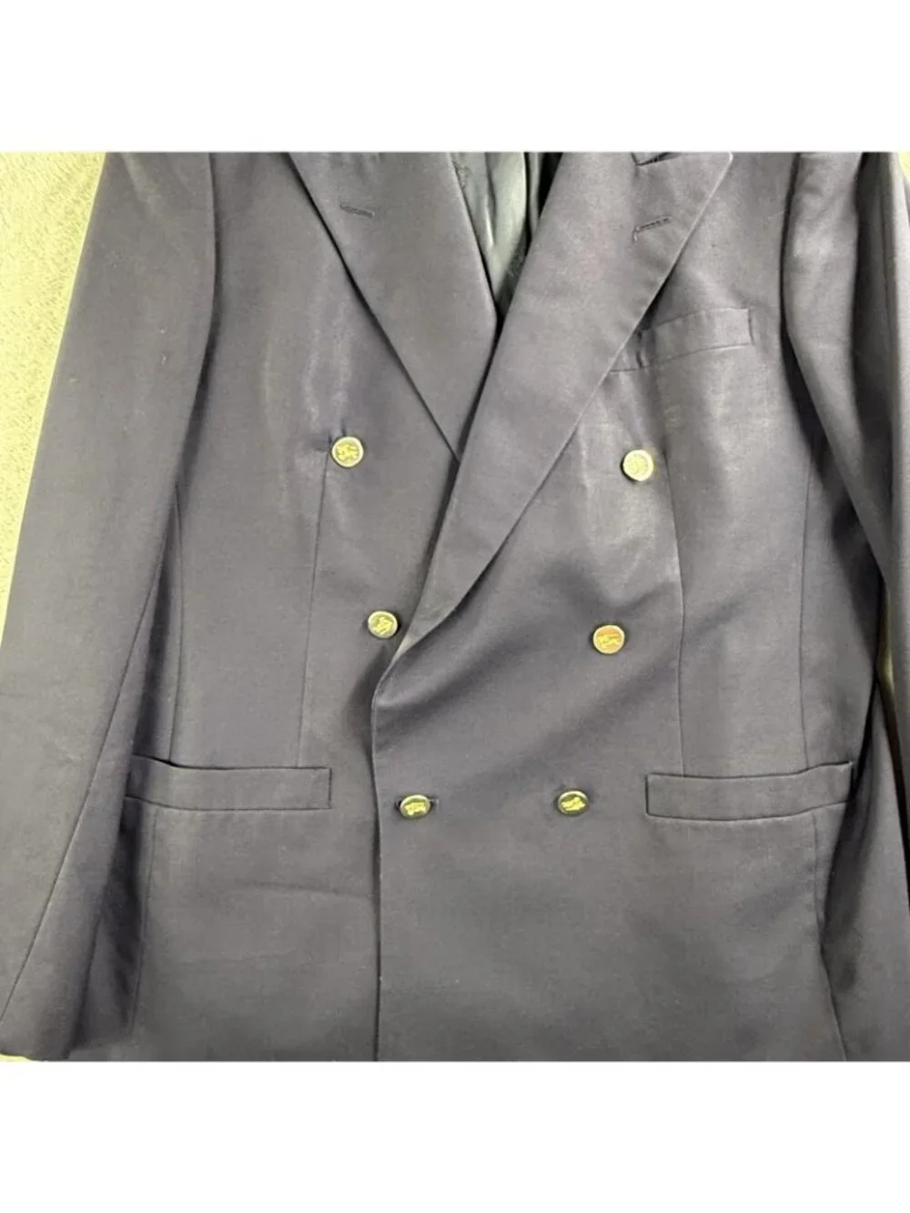 Vintage Burberrys Blazer Mens 40R Blue Wool Double Breasted Sport Coat Levy's